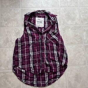 Garage Boyfriend Sleeveless Plaid Top Size XS